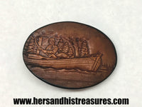 Vintage Fisherman Leather Tooled Belt Buckle - Hers and His Treasures