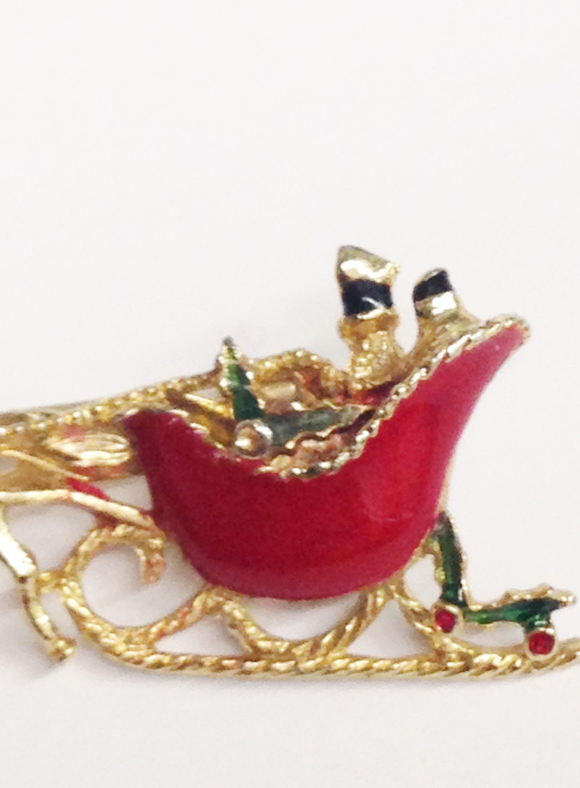 Vintage Winter Christmas Sleigh Brooch Pin - Hers and His Treasures