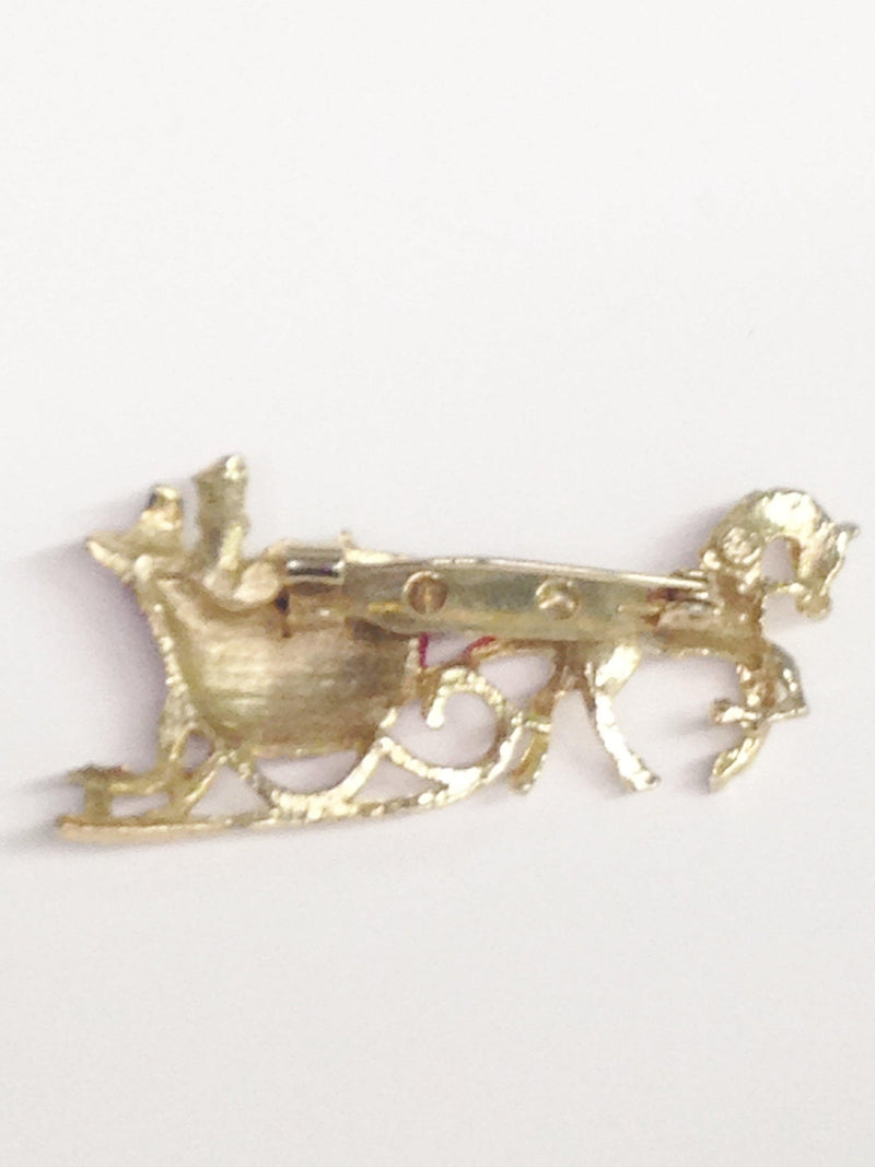 Vintage Winter Christmas Sleigh Brooch Pin - Hers and His Treasures