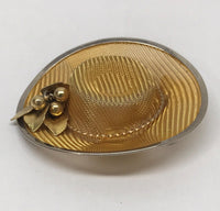 Vintage Gold Tone Mesh Hat Brooch Pin With Dangles - Hers and His Treasures