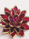 Vintage Gold Tone Pink Rhinestone Flower Brooch Pin - Hers and His Treasures
