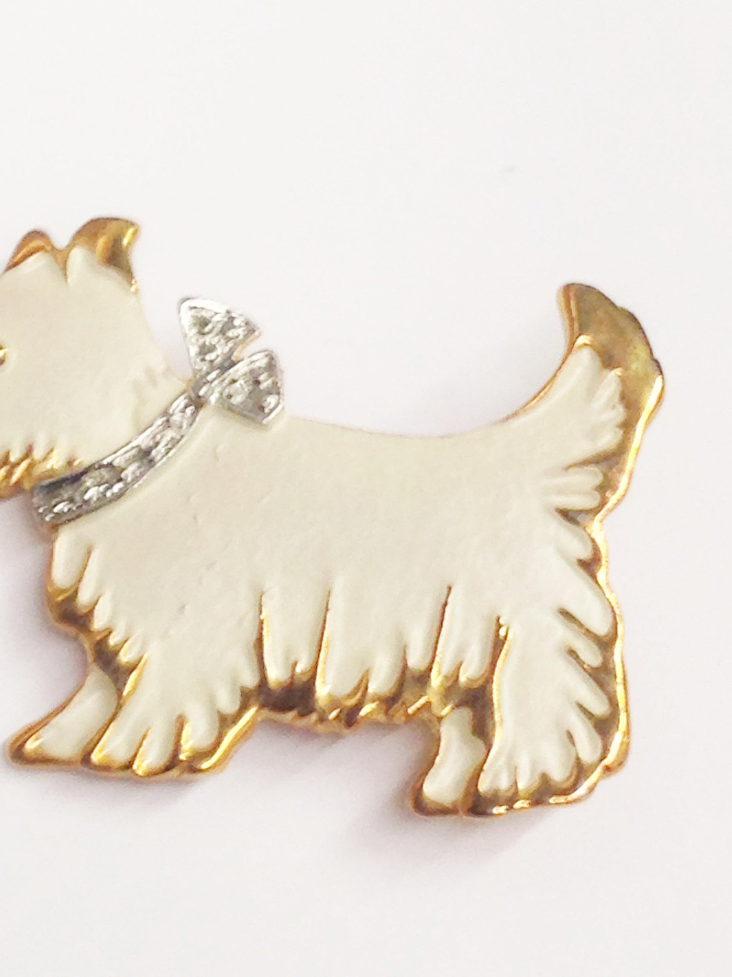 Scottish Terrier Dog Brooch Pin W/ Gold Trim - Hers and His Treasures