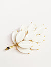Gold Tone 3D Leaf Brooch Pin White Leaves www.hersandhistreasures.com