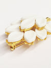 Gold Tone 3D Leaf Brooch Pin White Leaves