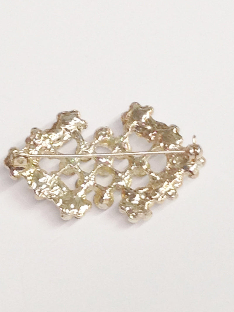 Silver Tone Clear Rhinestone Brooch Pin - Hers and His Treasures