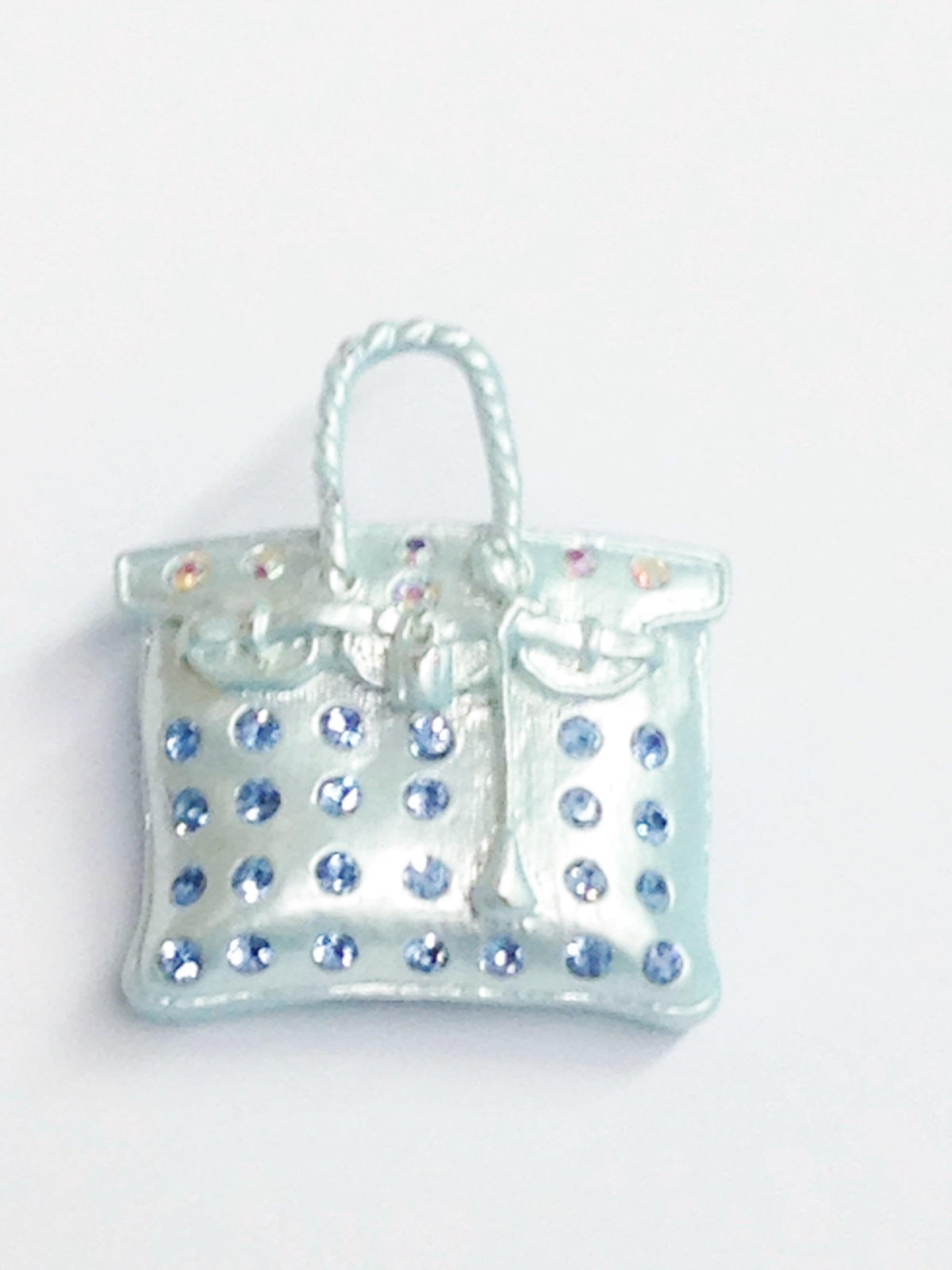 Light Blue Rhinestone Purse Brooch Pin - Hers and His Treasures