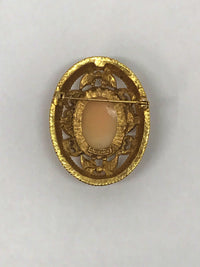 Florenza Carved Shell Cameo Brooch Pin
