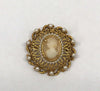 Vintage Florenza Carved Shell Cameo Pearl Brooch/Pendant - Hers and His Treasures