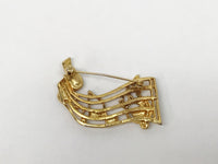 Treble Clef and Rhinestone Musical Notes Brooch Pin - Hers and His Treasures