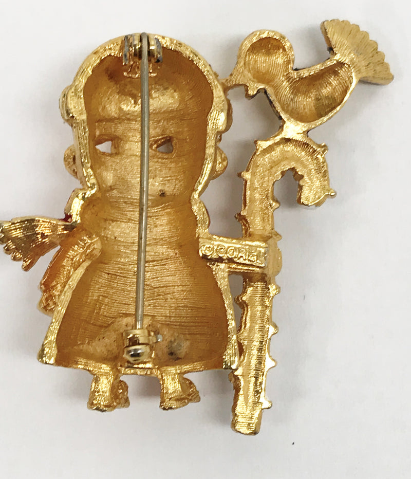 Corel St. Francis of Assisi Christmas Brooch Pin