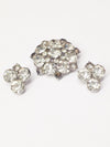 1940's Estate Jewelry Clear Rhinestone Brooch Pin and Clip On Earring Set www.hersandhistreasures.com