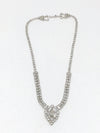 Vintage Silver Tone Clear Rhinestone Drop Necklace 18" - Hers and His Treasures