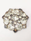1940's Estate Jewelry Clear Rhinestone Brooch Pin and Clip On Earring Set