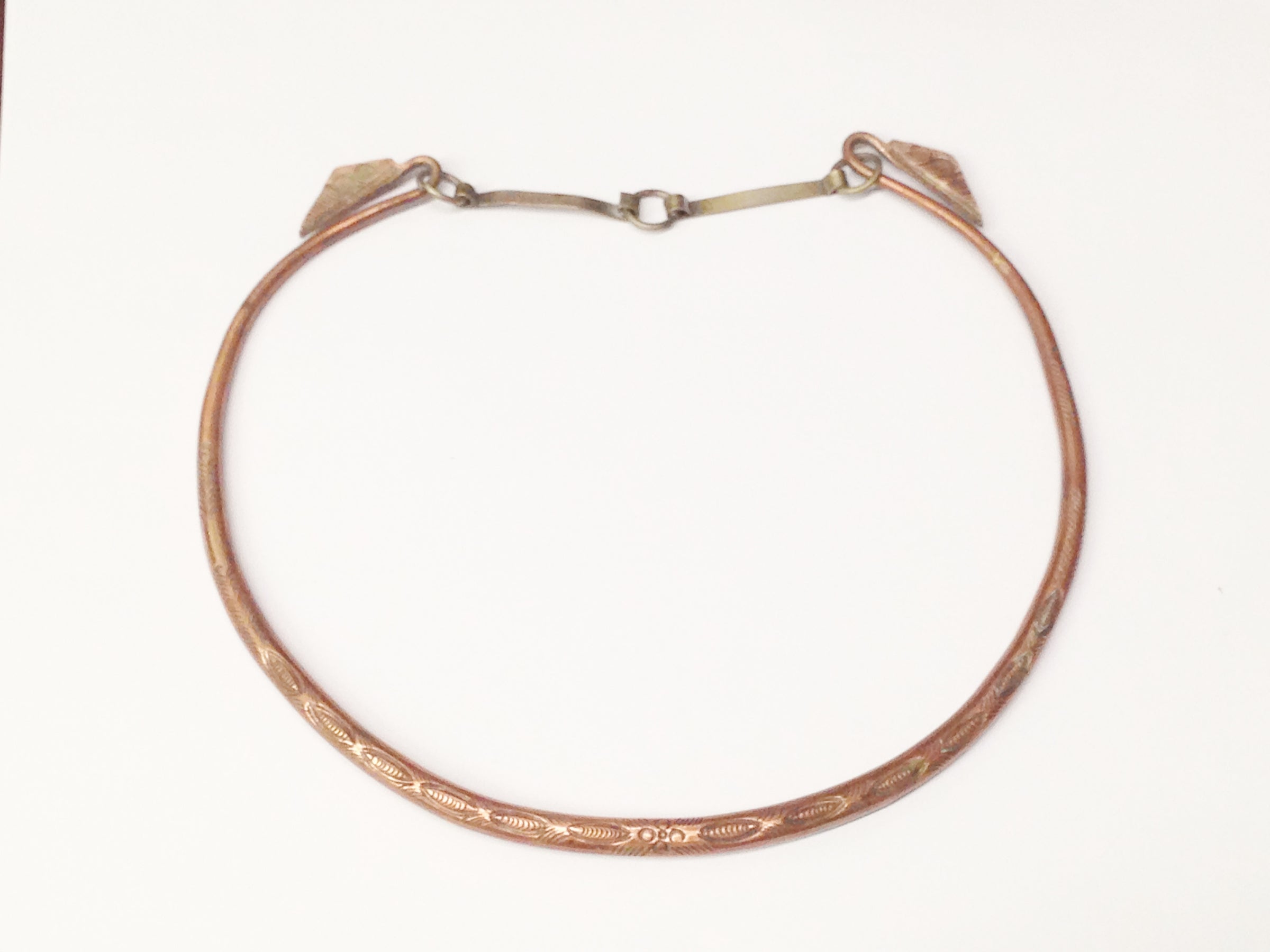 Antique Stamped Copper Tribal Choker Necklace - Hers and His Treasures