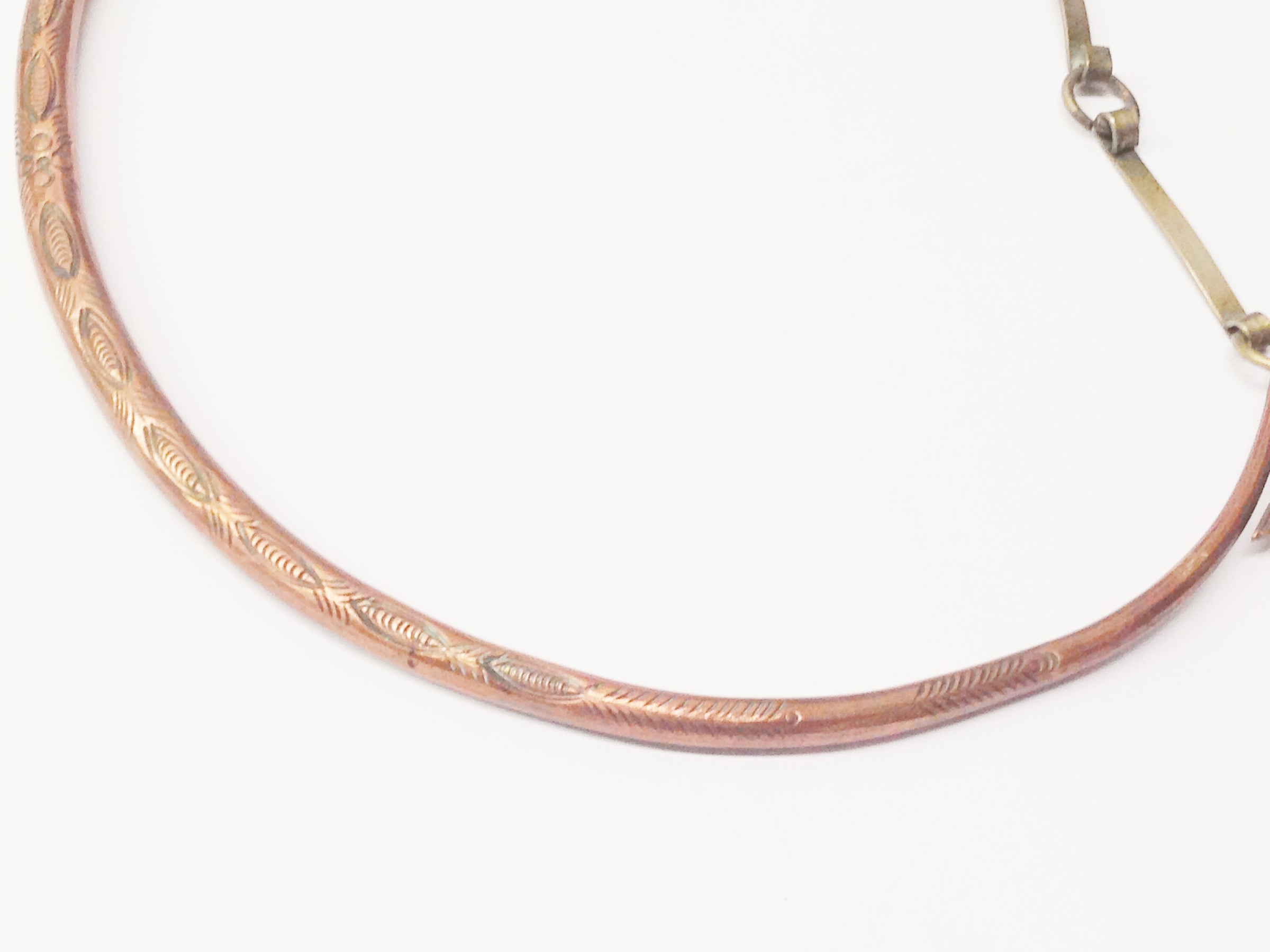 Antique Stamped Copper Tribal Choker Necklace - Hers and His Treasures