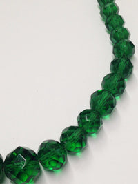 Mid Century Emerald Green Faceted Graduated Beaded Necklace - Hers and His Treasures