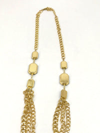 Vintage Gold Tone Triple Strand Chain Link Necklace With Faux Gem Accents - Hers and His Treasures