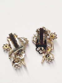 1940's Estate Jewelry AB Aurora Borealis Gold Tone Clip On Earrings