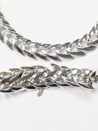 Coro Chevron Silver Tone Necklace And Bracelet Set