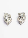 Mid Century Clear Rhinestone Clip On Estate Jewelry Earrings - Hers and His Treasures