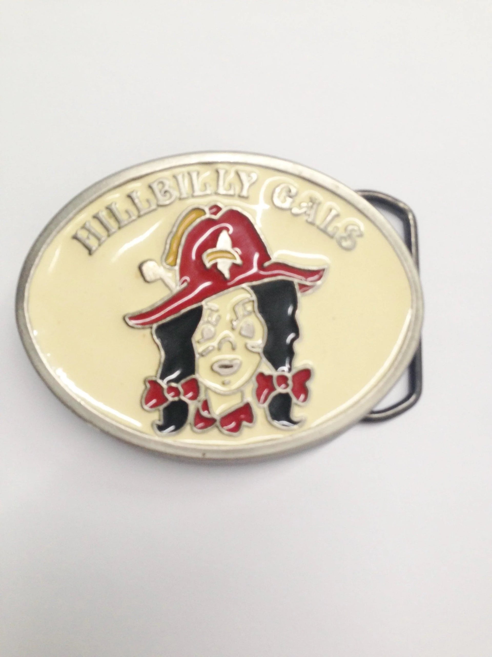 USA Made Hillbilly Gals Enamel Belt Buckle 2375 Hers and His Treasures