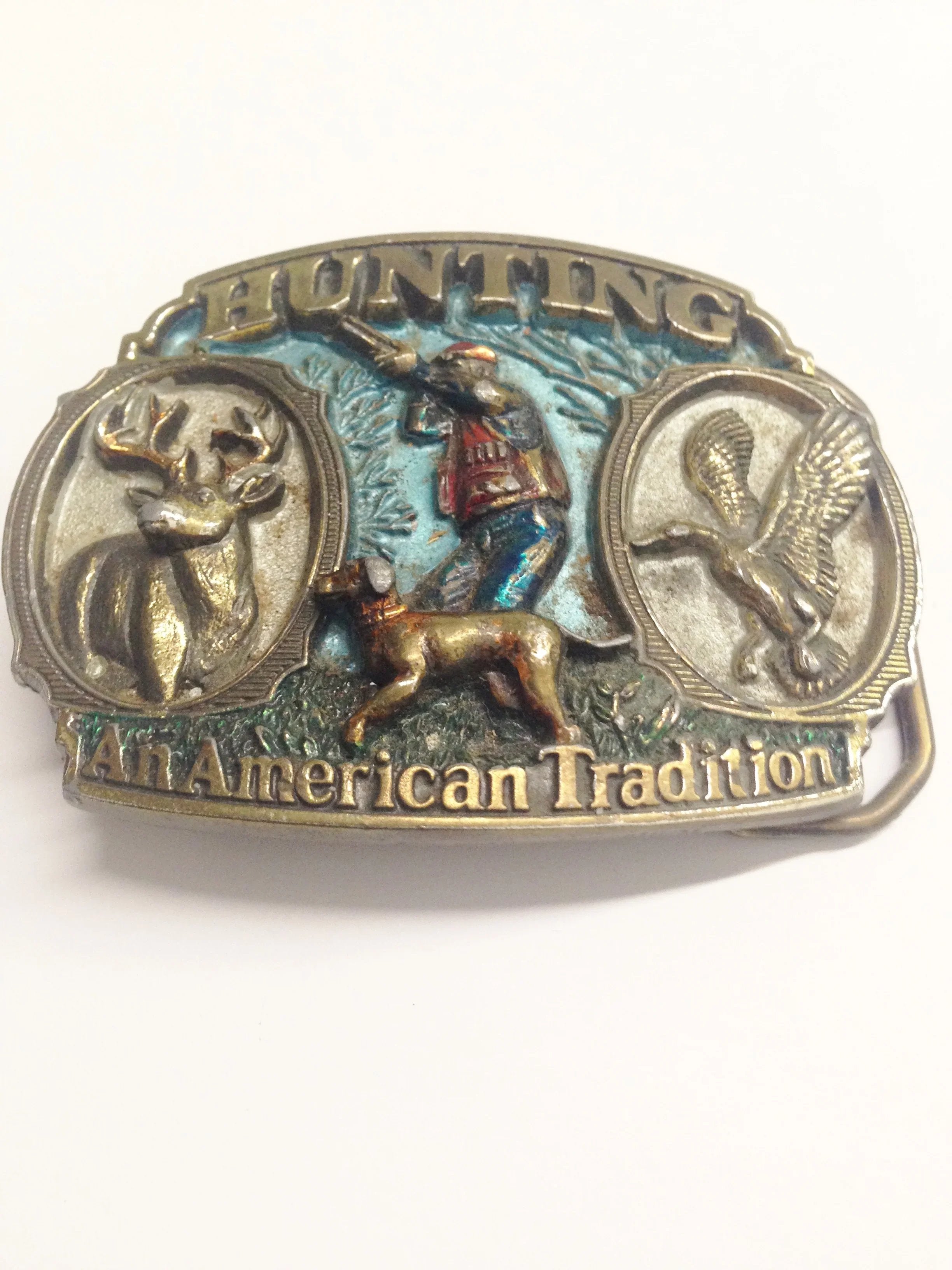 Volunteer Firefighter 1986 Great‎ American Buckle Co Belt Buckle Vintage 1805 Belt Buckle - Volunteer Firefighter Multi Colored Enamel  main image 2