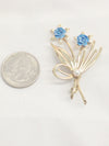 Gold Tone Blue Flower Bouquet Brooch Pin www.hersandhistreasures.com/collections/vintage-jewelry