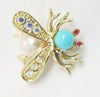 Bee Insect Gold Tone Rhinestone Brooch Pin