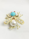 Bee Insect Gold Tone Rhinestone Brooch Pin