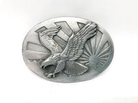 1986 Siskiyou P40 Flying Eagle and Sun Pewter Belt Buckle | USA - Hers and His Treasures
