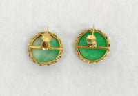 Vintage 14K Carved Jade Jadeite Screw Back Earrings - Hers and His Treasures