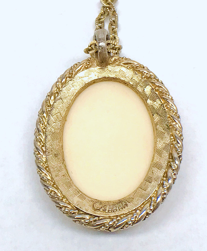 1979 Sarah Coventry Gracious Lady Gold Tone Cameo Necklace - Hers and His Treasures