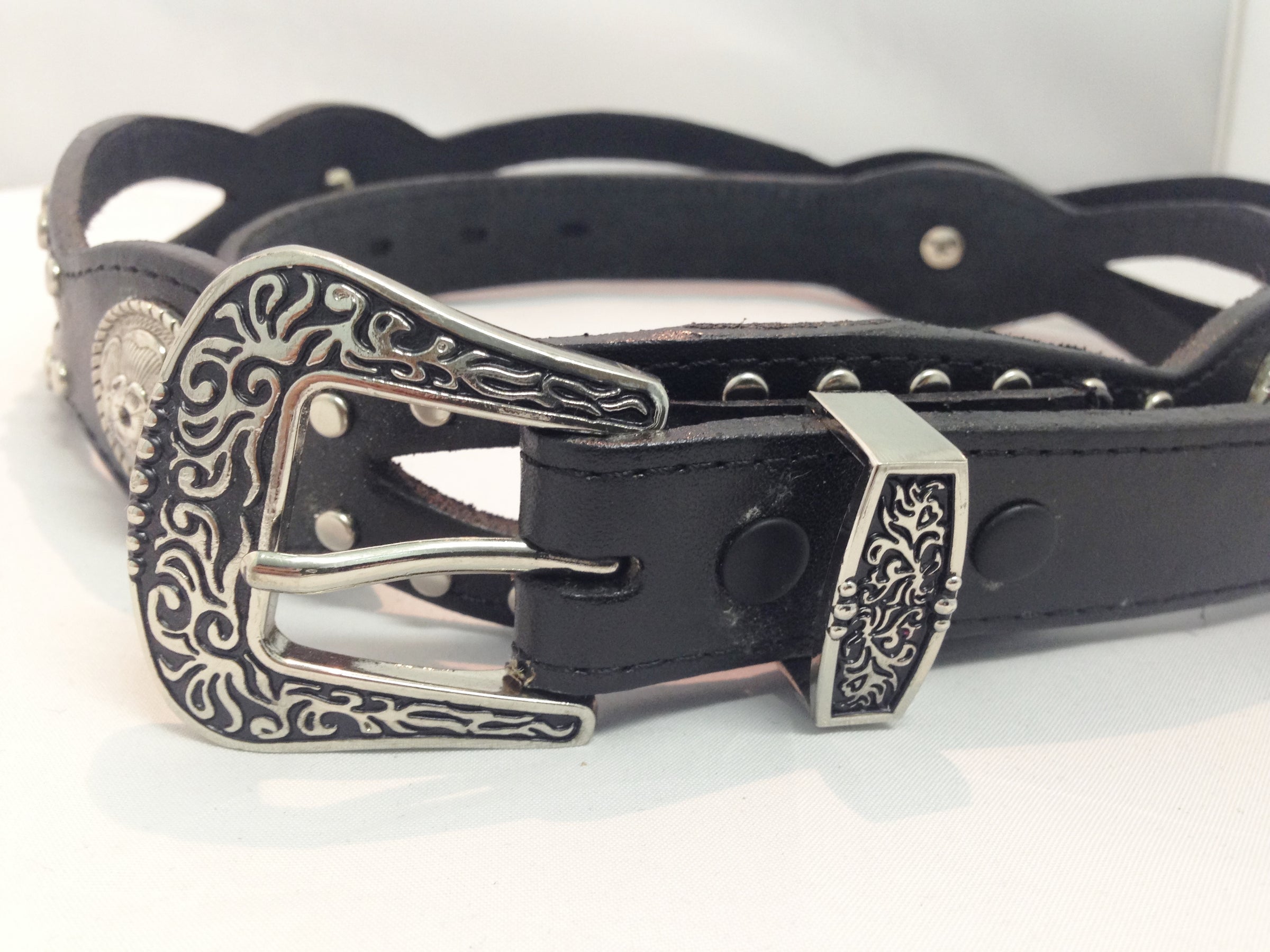 Black Leather Southwestern Style Belts