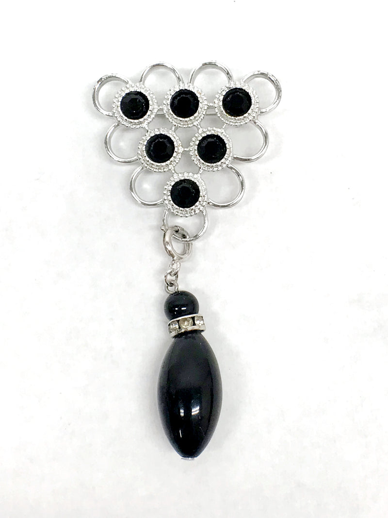 1976 Sarah Coventry Black Charmer Brooch - Hers and His Treasures