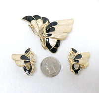 Vintage Trifari TM Enamel Butterfly Brooch and Clip-On Earrings Set - Hers and His Treasures