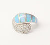 Opal Inlay And CZ .925 Sterling Silver Ring - Hers and His Treasures