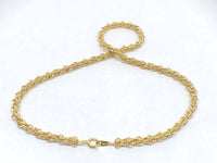 Crown Trifari Gold Tone Twisted Rope and Prince of Wales Chain Necklace 16" - Hers and His Treasures