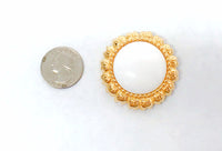Trifari TM Sun Daisy Gold Tone Brooch with Milk Glass Center - Hers and His Treasures