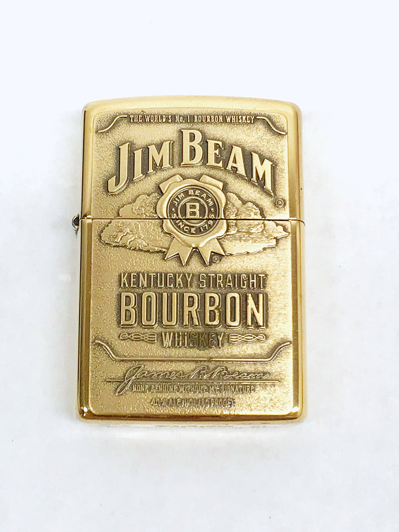 New 2021 Jim Beam Bourbon Whiskey Brass Zippo Lighter - Hers and His Treasures