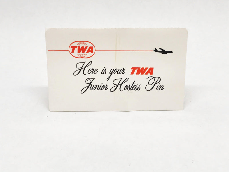 Vintage TWA Junior Hostess Pin With Card - Hers and His Treasures