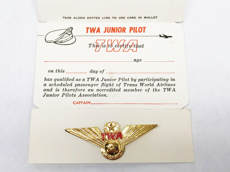 Vintage TWA Junior Pilot Pin With Card - Hers and His Treasures