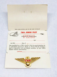 Vintage TWA Junior Pilot Pin With Card - Hers and His Treasures