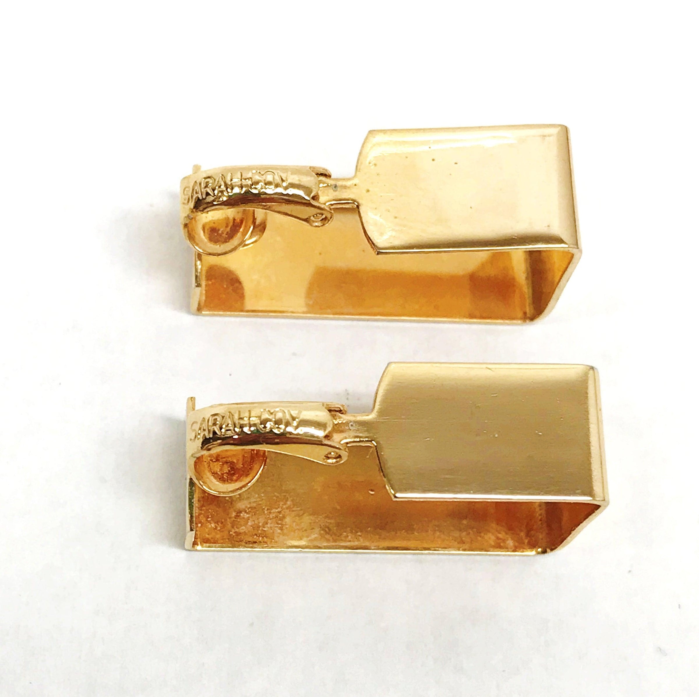 1978 Sarah Coventry Times Square Gold Toned Clip-On Earrings - Hers and His Treasures