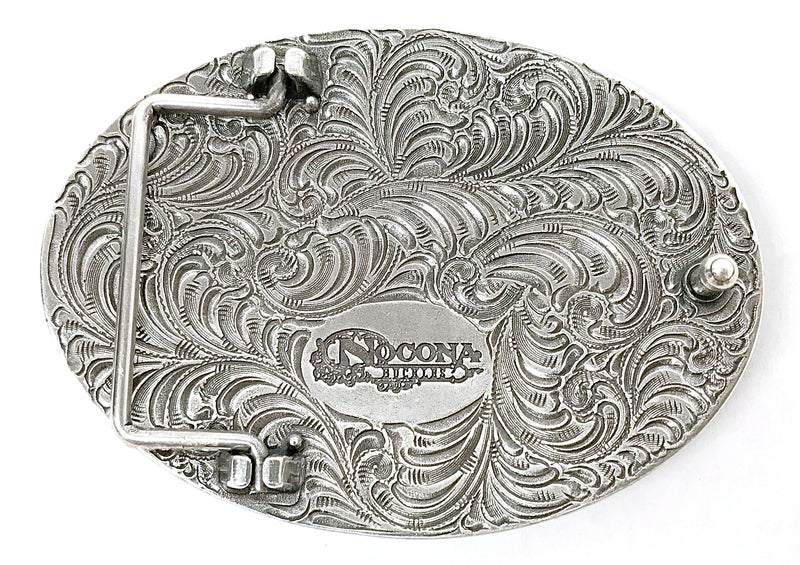 Nocona Buckle "Don't Tread On Me" Motto Silver Tone Western Belt Buckle - Hers and His Treasures
