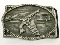 Vintage Pewter Revolver & Gun Holster Belt Buckle - Hers and His Treasures
