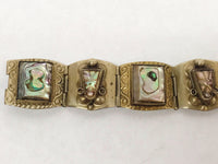 Vintage Abalone Panel Bracelet Alpaca Silver Mexico - Hers and His Treasures