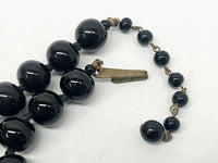 Vintage Black Glass Bead Necklace Japan - Hers and His Treasures