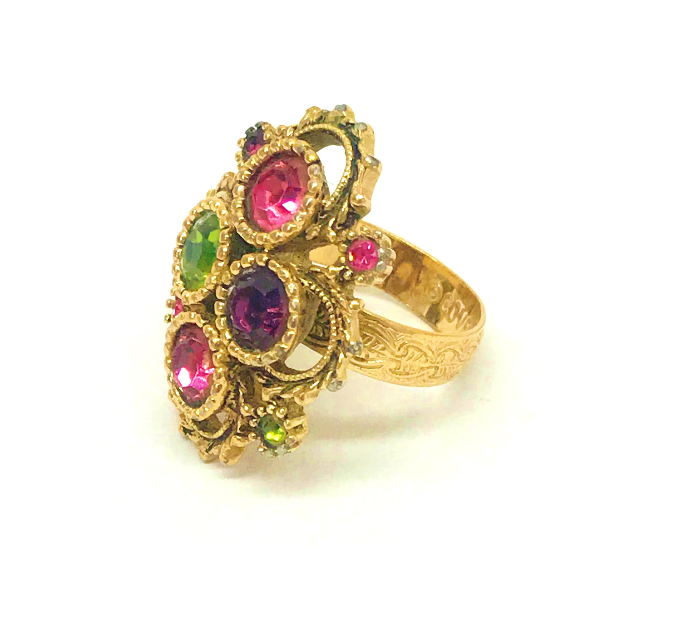 1970's Sarah Coventry Austrian Lites Rhinestone Adjustable Ring - Hers and His Treasures