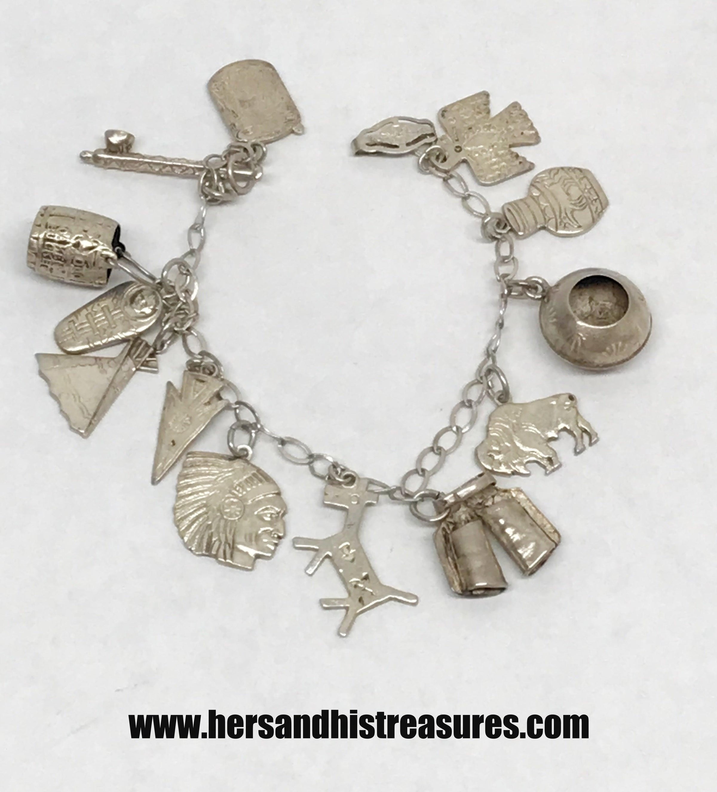 Vintage Sterling Silver Southwestern Charm Bracelet With Native American  Charms – Hers and His Treasures