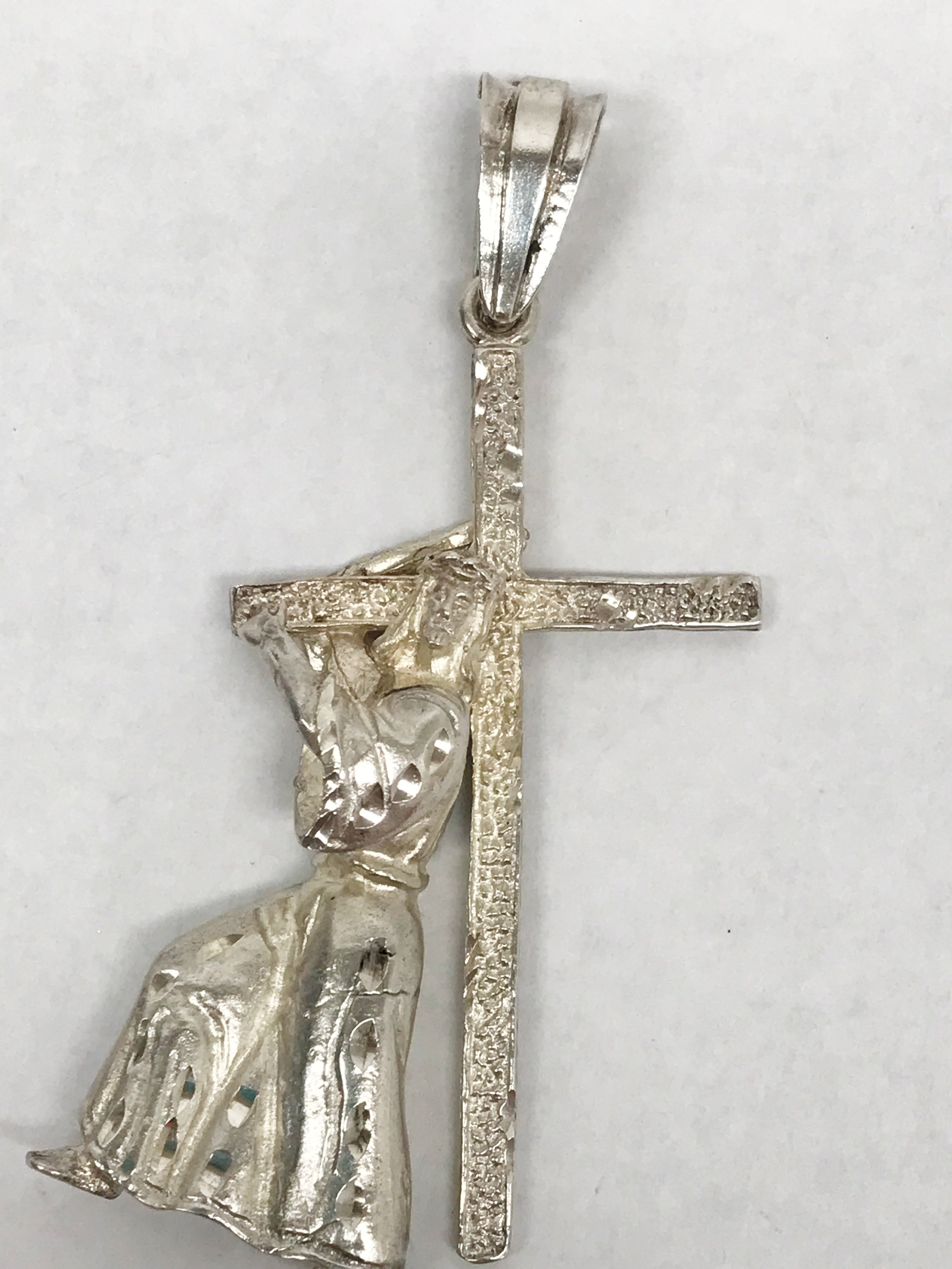 Large Jesus Carrying The Cross .925 Sterling Silver Pendant – Hers
